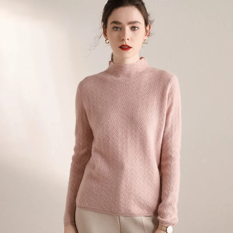 Женский пуловер с высоким воротником и длинным рукавом теплый утепленный
