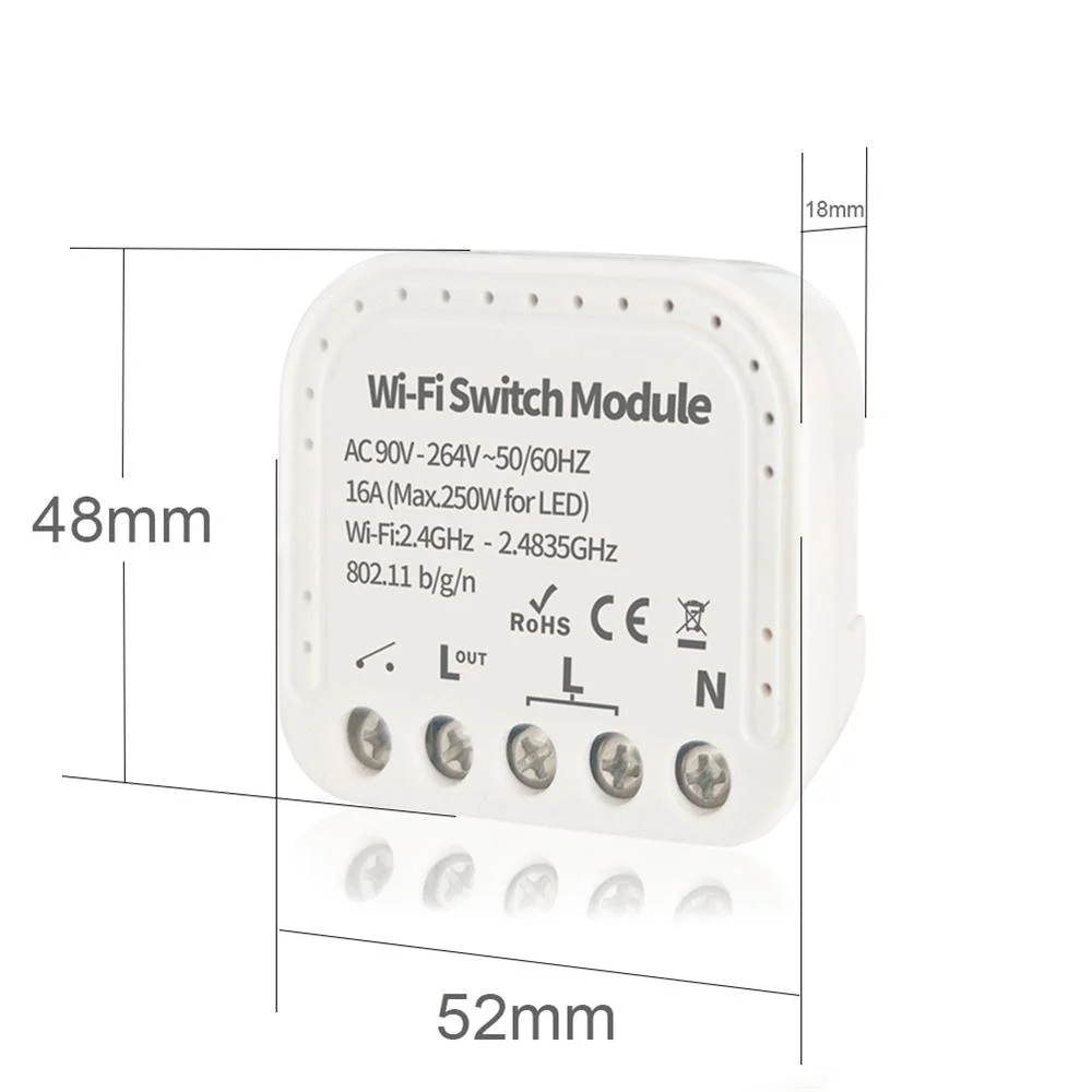 

16A Mini Smart Wifi Diy Switch Ondersteunt 2 Way Control, Smart Home Universele Module, werkt Met Alexa Google Thuis Slimme Leve