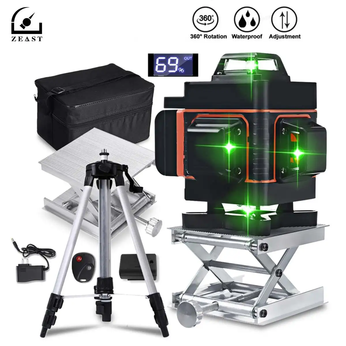 

12/16 lines Laser level 360 4D Horizontal and Vertical Construction tools Green measure Level auto-self-leveling With Tripod