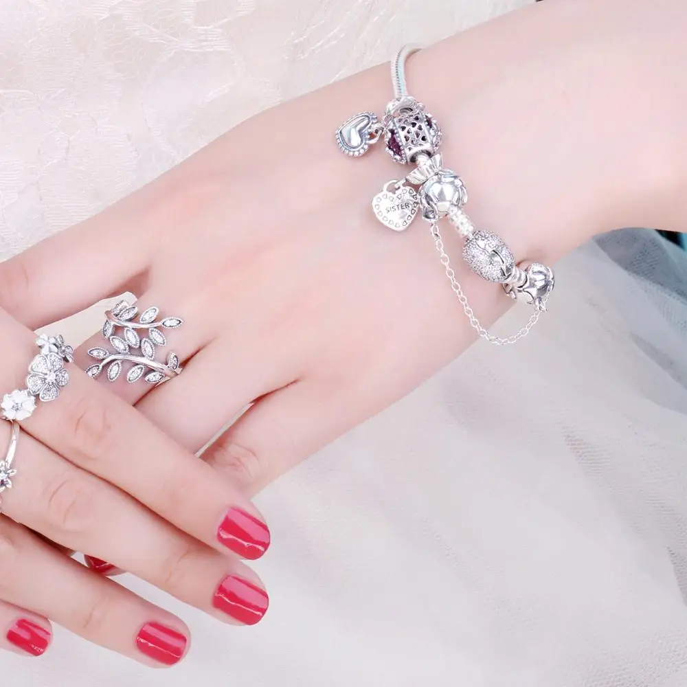 Jewelrypalace стерлингового серебра 925 Расточая проложить цветок бисер Подвески Fit Браслеты подарки для Для женщин Модные украшения подарок