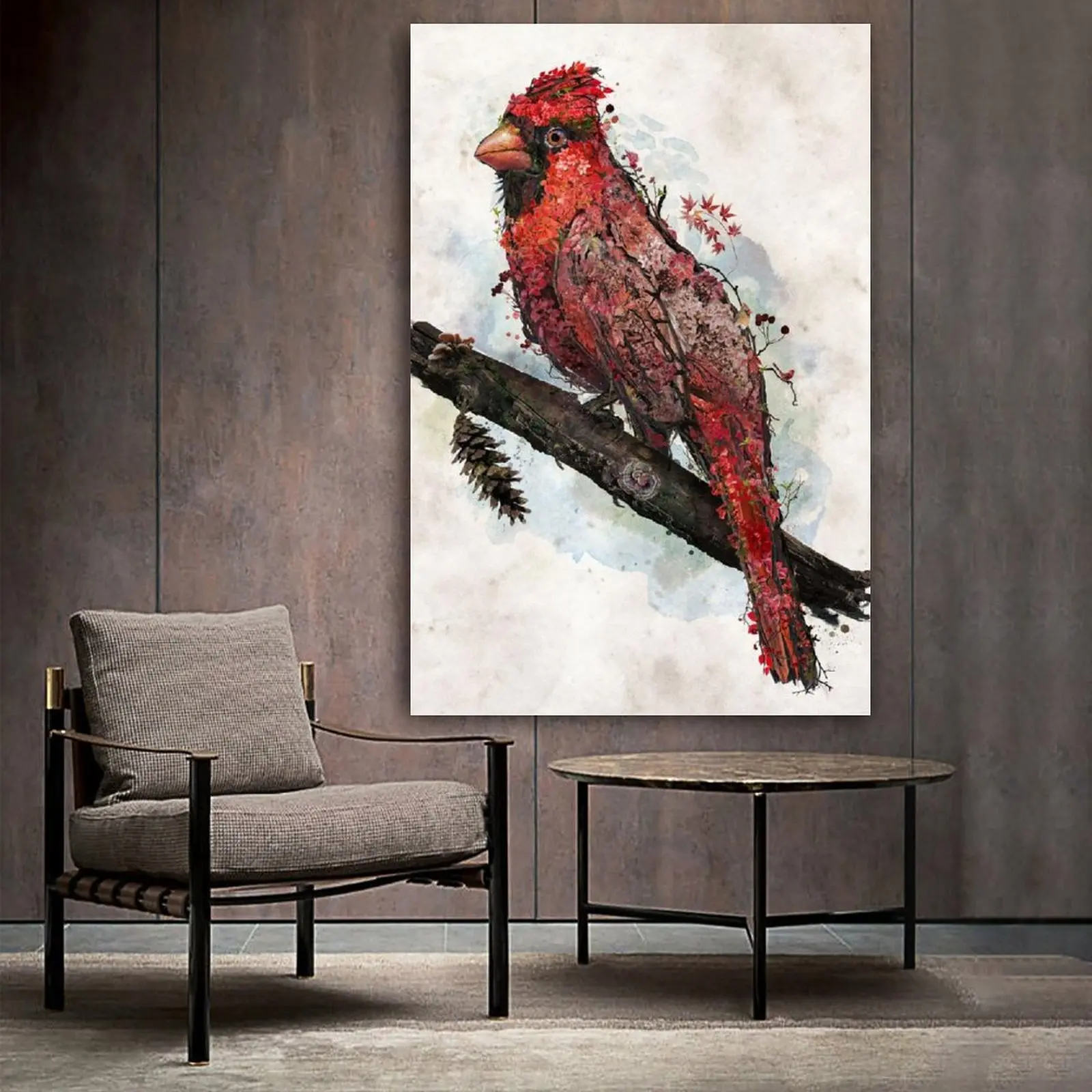 Северный кардинал высокой четкости Surreal природа и животные Картина на холсте