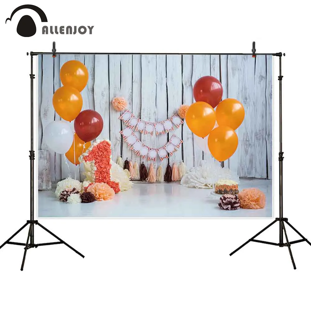 

Allenjoy smash the cake boy Photography background balloon ribbon party decorations 1st birthday Backdrop photophone photocall