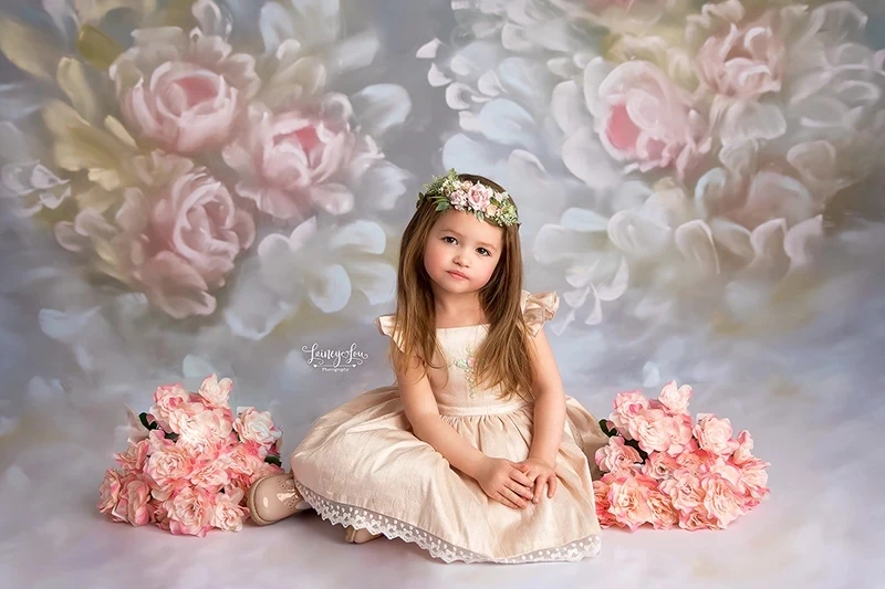 Mocsicka Blooming Flowers Photography Backdrops Retro Pink Floral Children Birthday Portrait Photo Props Studio Booth Background |