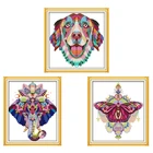Набор для вышивки крестиком, набор красочных вышивок с изображением слона круглой бабочки, 11CT 14CT, штампованная нить, декоративный набор