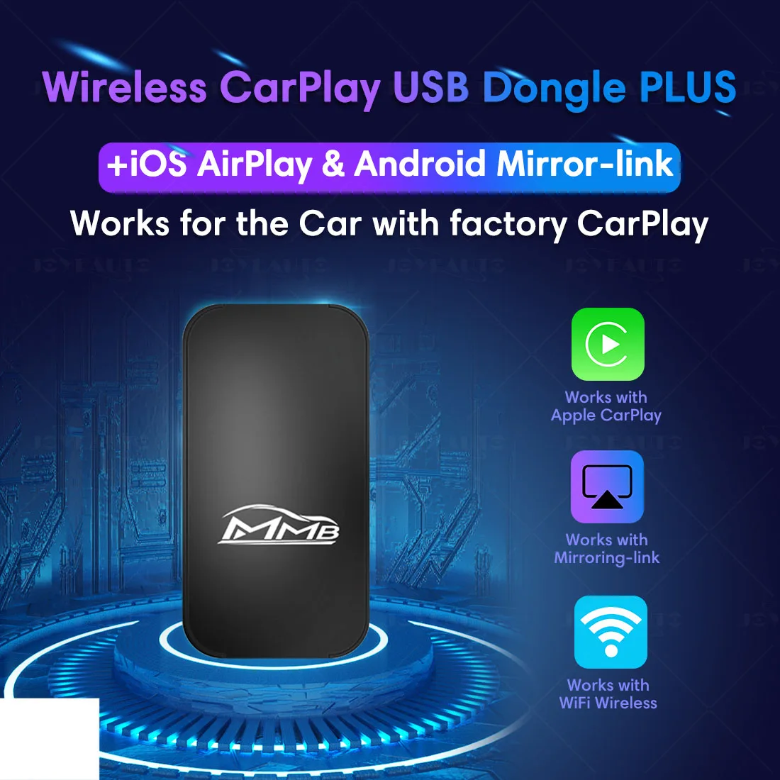 MMB السلكية إلى اللاسلكية Appple Carplay محول USB الذكية دونغل الوسائط المتعددة مشغل فيديو IOS أندرويد مرآة لينك سيارة عصا فك