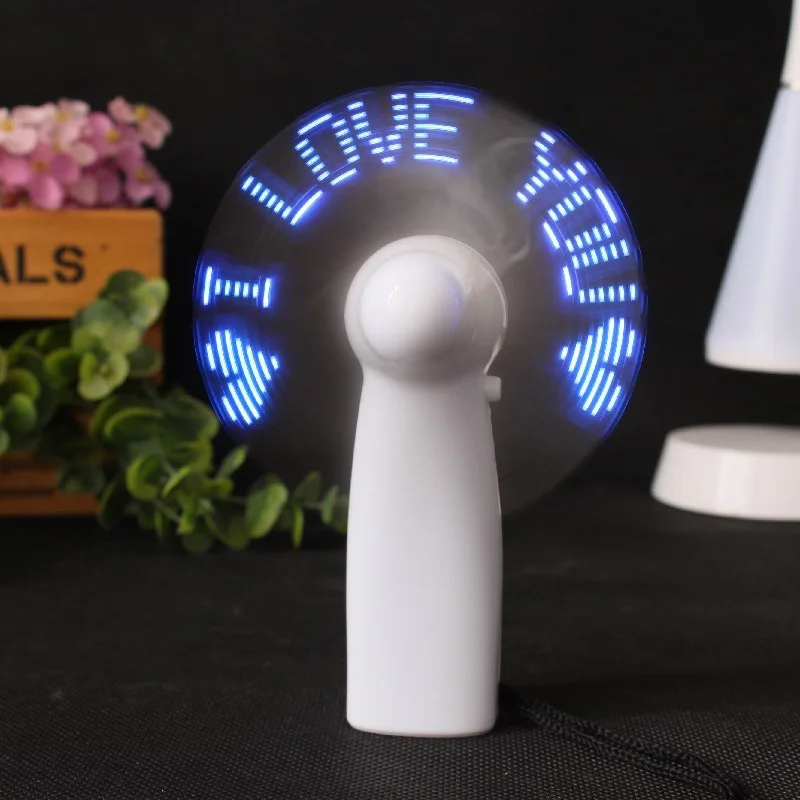 Unique Handheld USB Flash LED Love Pattern Mini Fan Super Mute Battery Operated Cooling Desktop for Travel Office Use | Компьютеры и