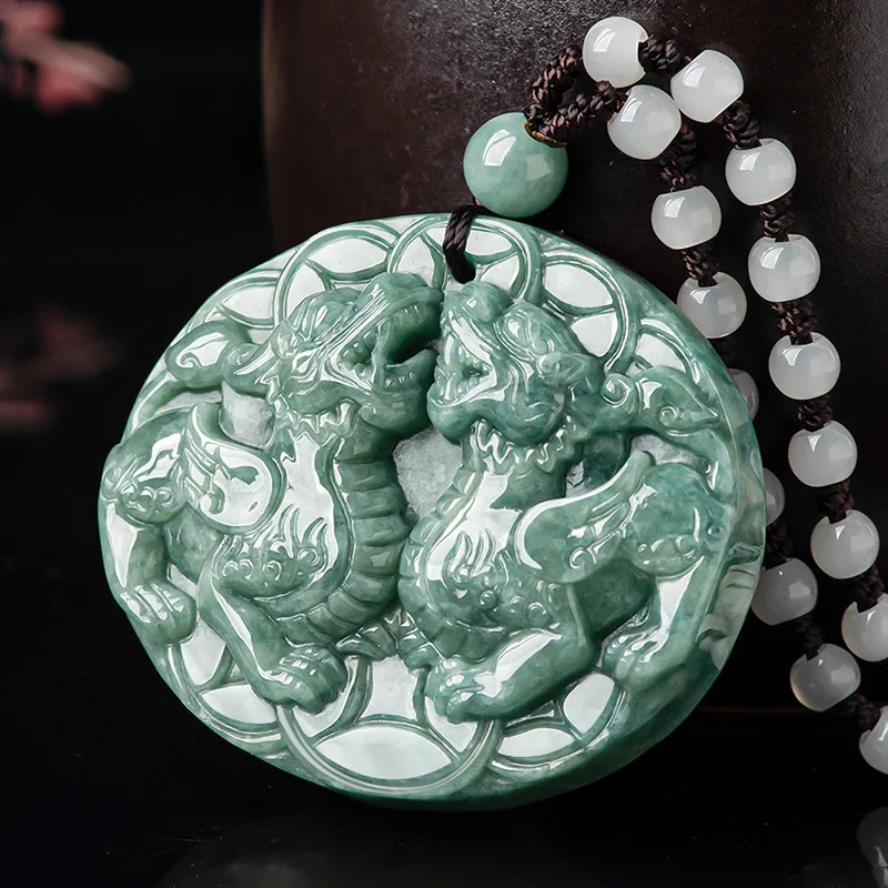 

Hot Selling New Natural Jade Bean Green Pixiu Pendant Charm Jewellery Hand-Carved Necklace for Women Men Fashion Accessories