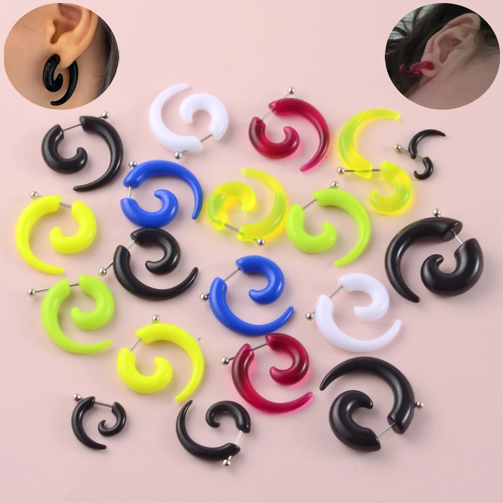 

Pair Acrylic Spiral Ear Taper Fake Spiral Ear Taper Stretcher Expanders Gauge Tunnel Plugs Earlobe Earring Piercing Body Jewelry