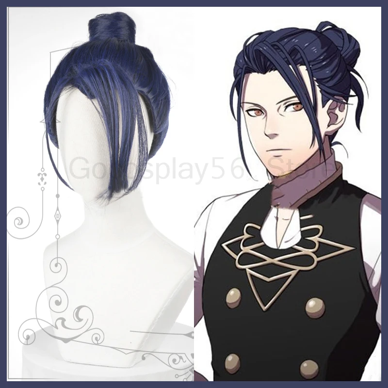 

Fire Emblem ThreeHouses Felix Cosplay Hair Blue Bun Navy Ponytail Straight Bangs Beauty Tips Halloween Role Play Hairwear