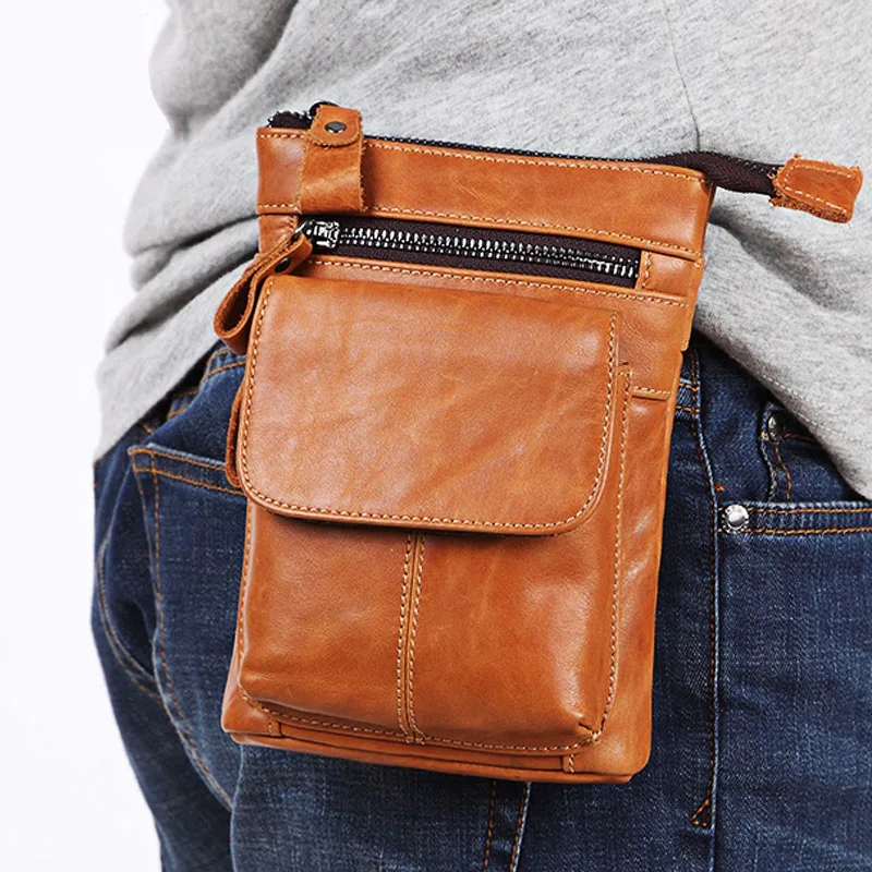 Поясная Сумка из натуральной кожи, мужская сумка через плечо, винтажная, для телефона от AliExpress RU&CIS NEW