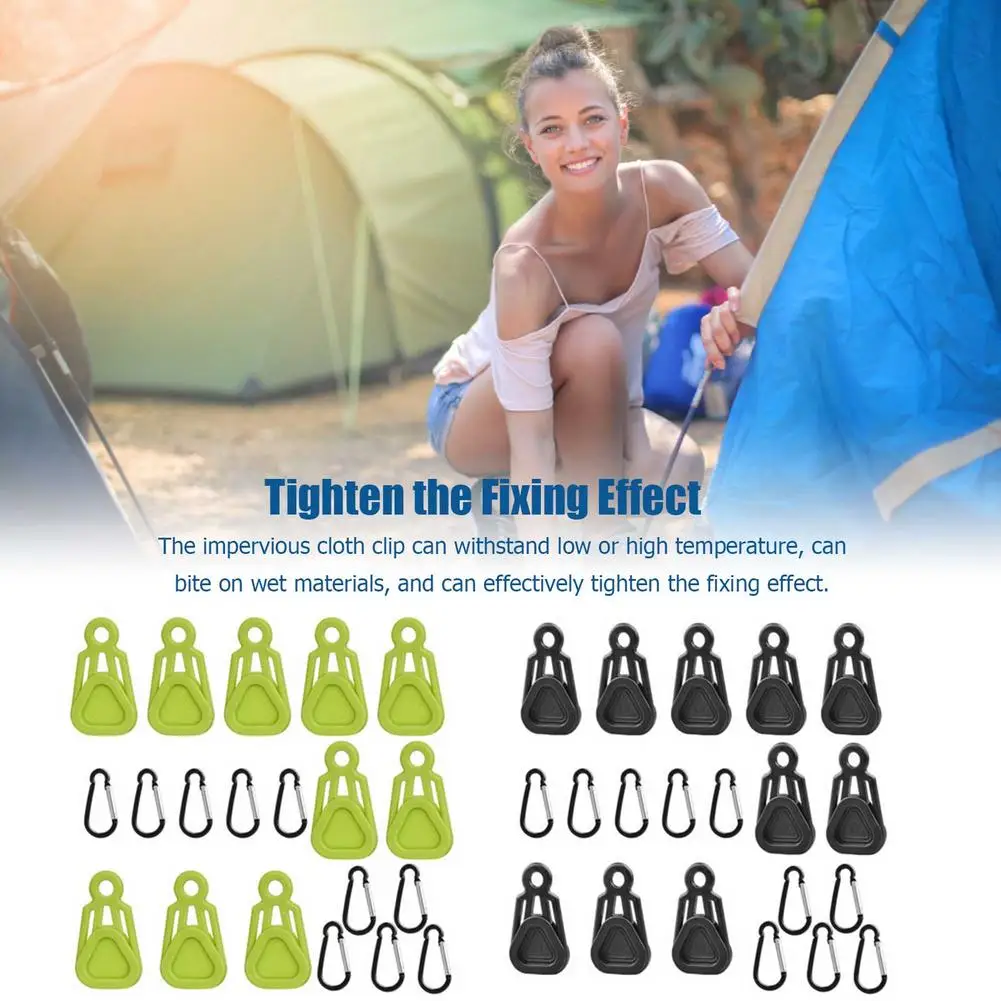 

10pcs/set Tent Fixing Clip Hook Impervious Practical Tool Inner Triangular Lock For Outdoor Camping Hiking Tighten The Fixing