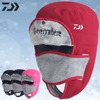 daiwa autumn winter warm men women lei feng cap ear protection windproof waterproof ski cap velvet thick outdoor fishing hat