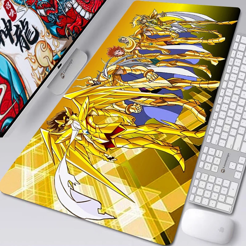 

Large Cartoon Saint Seiya Gold Saints Mouse Pad Anime Gaming Accessories Mousepad Tapis De Souris Gabinete Pc Gamer XL Mouse Mat
