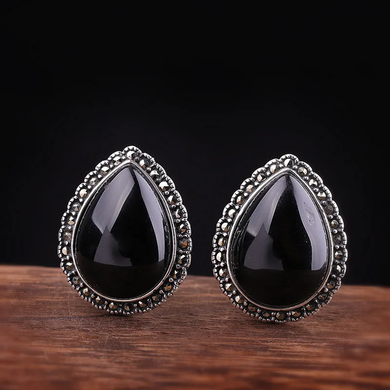 Женские Редкие серьги из черного агата без Углича Крутое вечернее платье