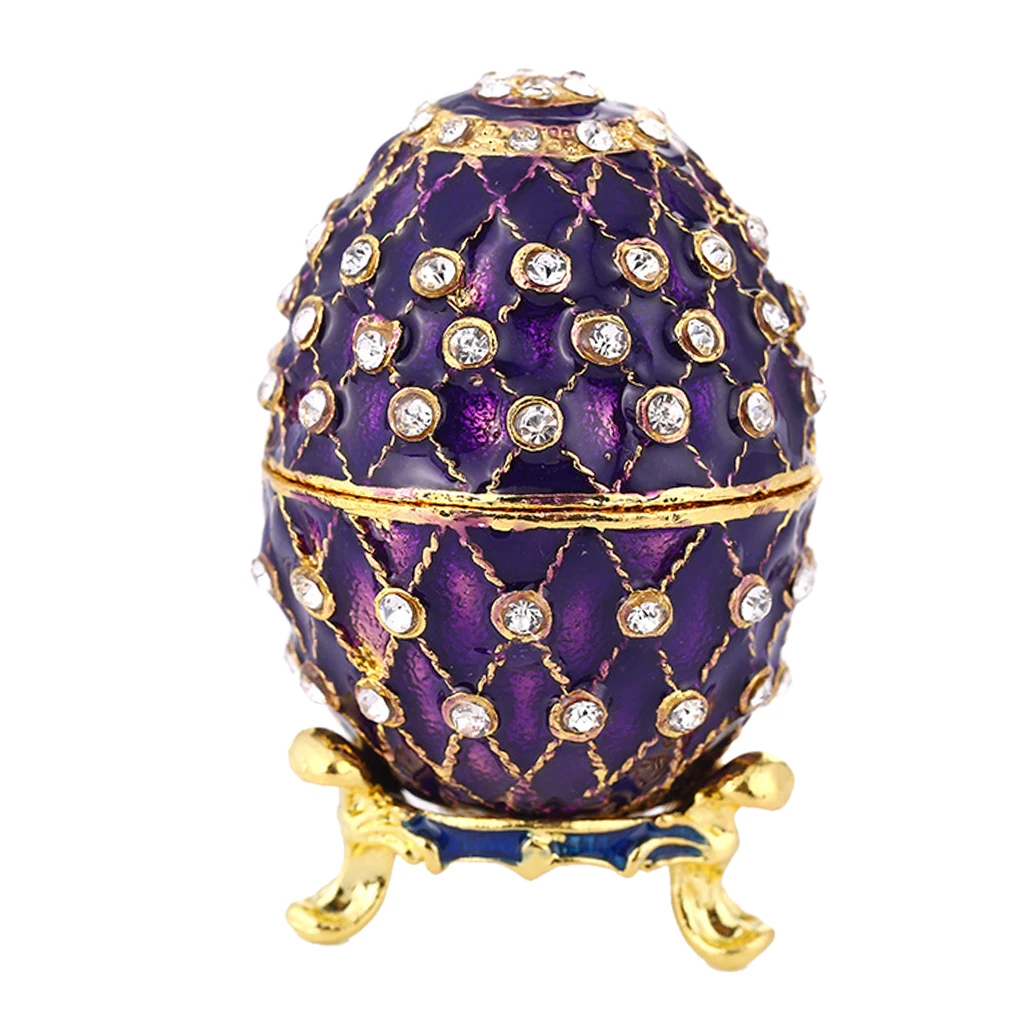 

Prettyia Novelty Violet Easter Egg Jewelry Box Trinket Holder Earring Home Decor