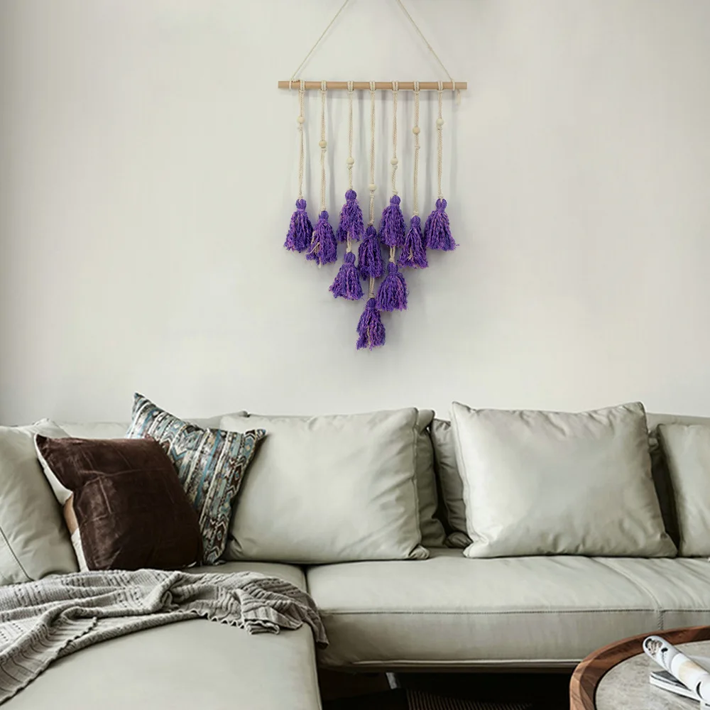 Фото настенный гобелен ручной работы богемный хлопковый веревочный в стиле бохо