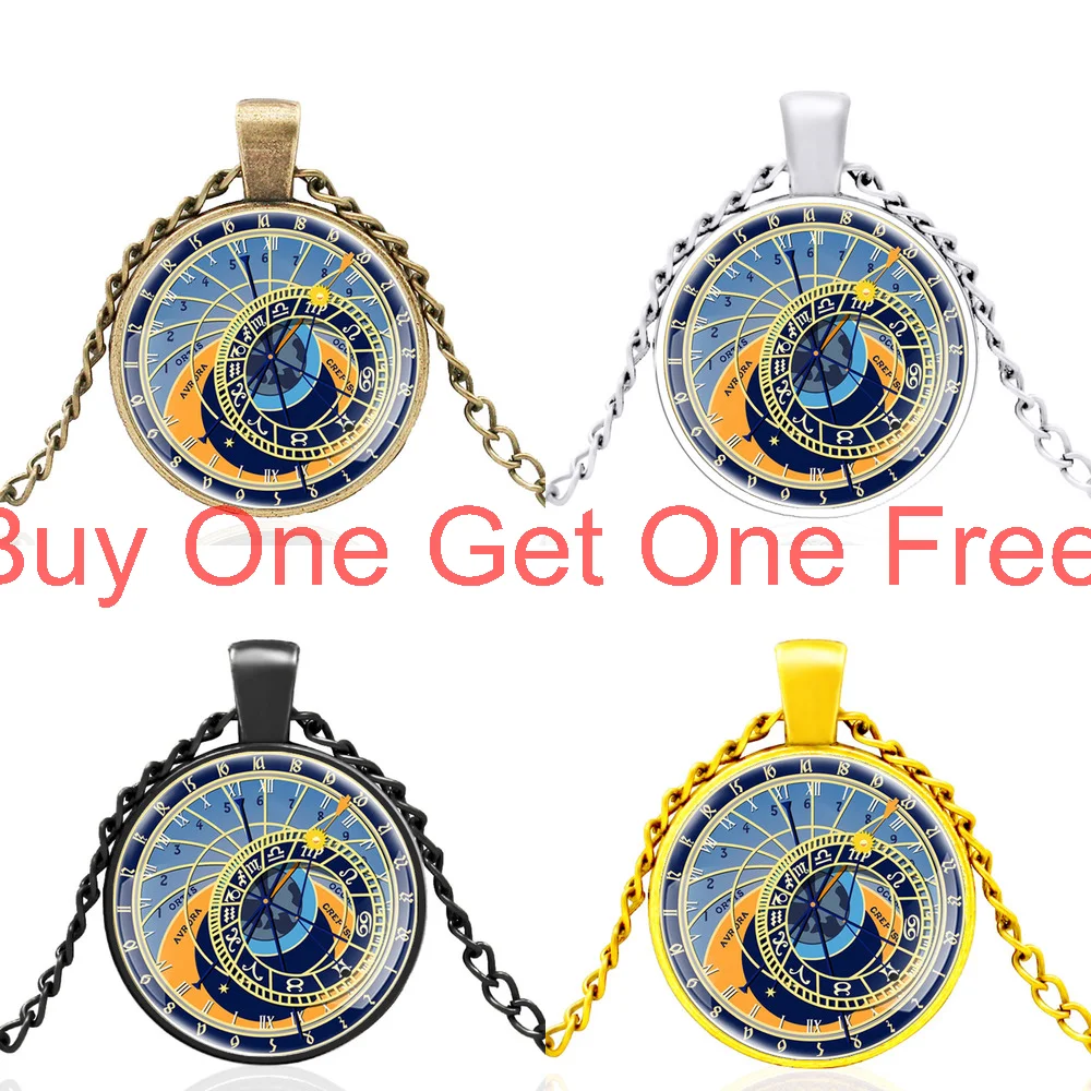 

New Arrival Twelve Constellations Clock Design Glass Dome Pendant Necklace Men Women Jewelry Accessories Gifts