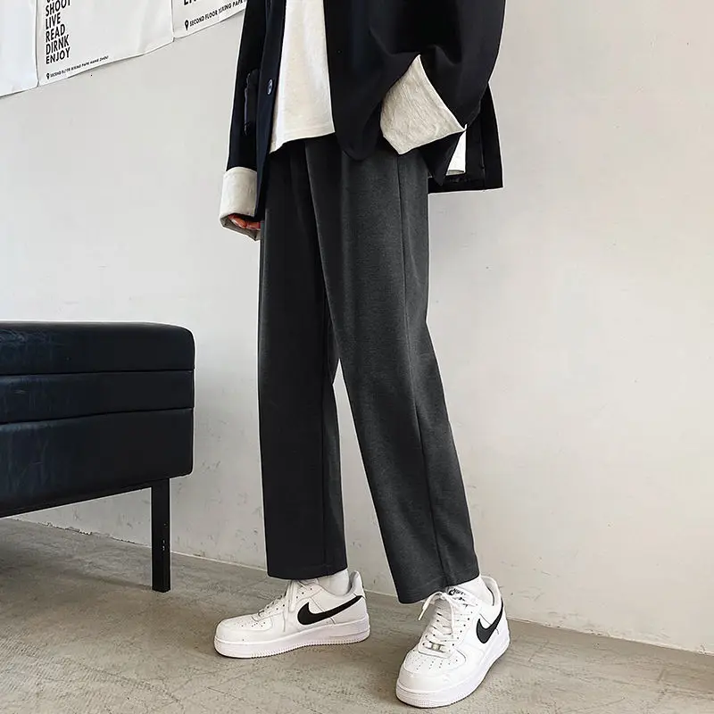 

Winter Thick Woolen Pants Men's Warm Fashion Casual Wide-leg Pants Men Streetwear Wild Loose Korean Straight Trousers Mens M-3XL