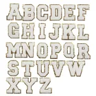 Белая искусственная 26 букв, блестящие Вышитые нашивки из синели, вышивка металлическими буквами, вышивка, аппликация, Детские нашивки