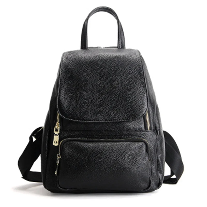 

Natural Cowhide Solid Color Zipper Women Backpack Large Capacity Multiple Pockets School Bag Travel Bags For Ladies