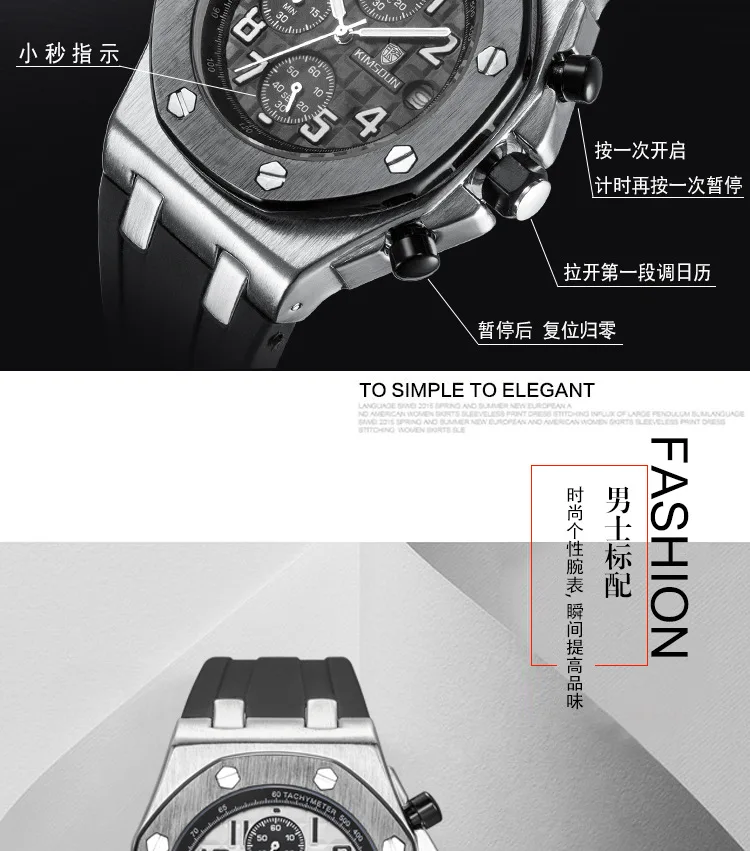 Switzerland Royal Rolexable Japan Miyota кварц модные часы мужские силиконовые три глаза многофункциональные водонепроницаемые reloj mujer