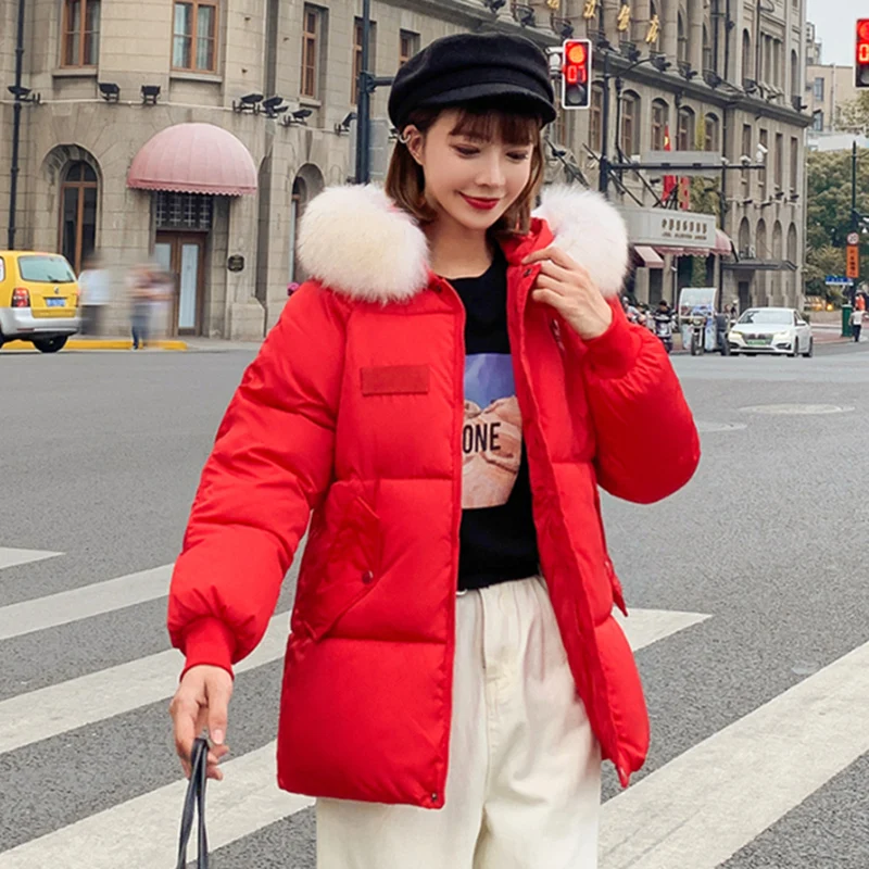 Корейская парка зимняя куртка женская Толстая теплая меховая с капюшоном