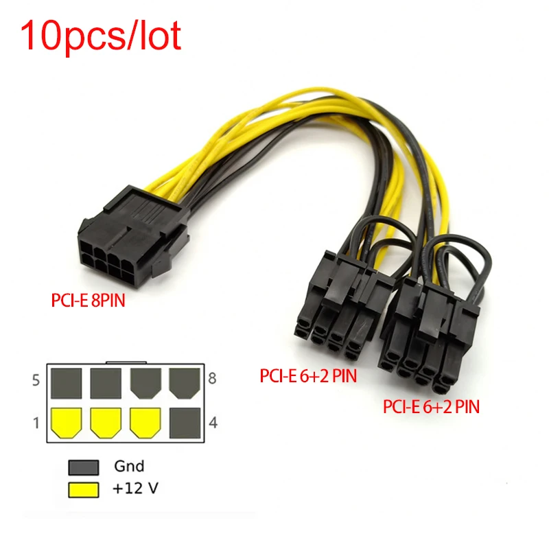 10 шт. 8 Pin PCI Express Dual PCIE (6 + 2) Кабель питания материнская плата видеокарта PCI-E