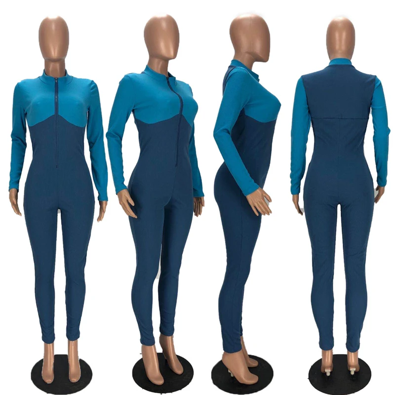 

Fall Clothes for Women Long Sleeve Bodysuit High Waist Sexy Rompers Womens Jumpsuit Ribbed Jumpsuit Wholesale Dropshipping
