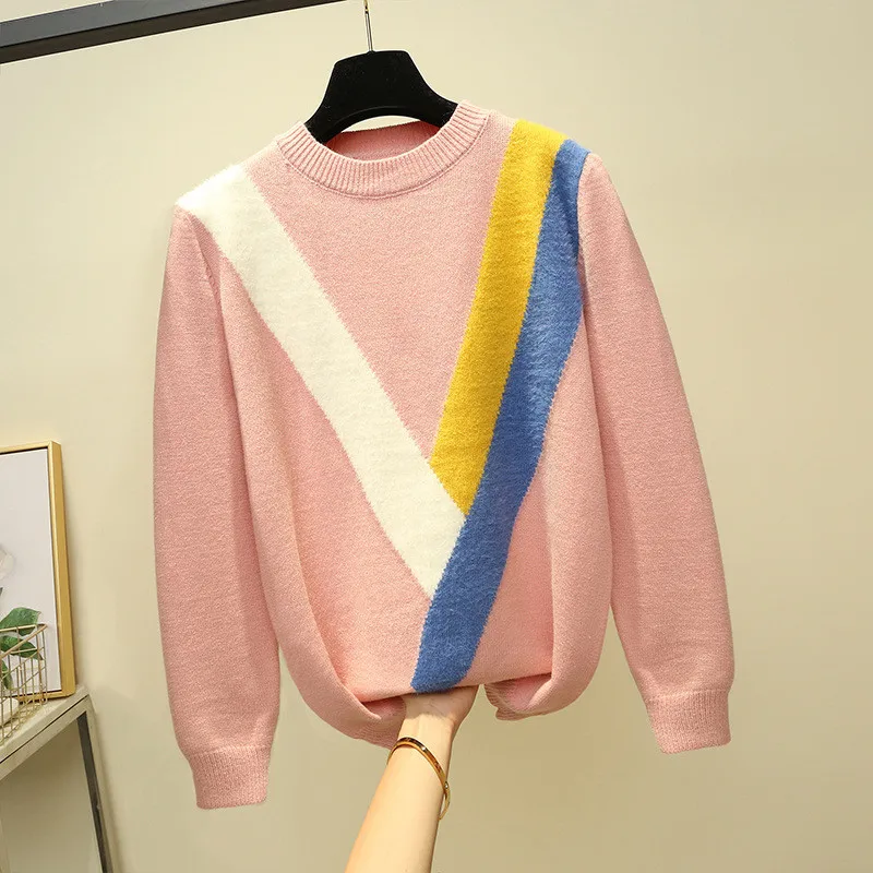 Свитер женский шерстяной теплый в полоску с длинным рукавом зимний 2020 | Женская