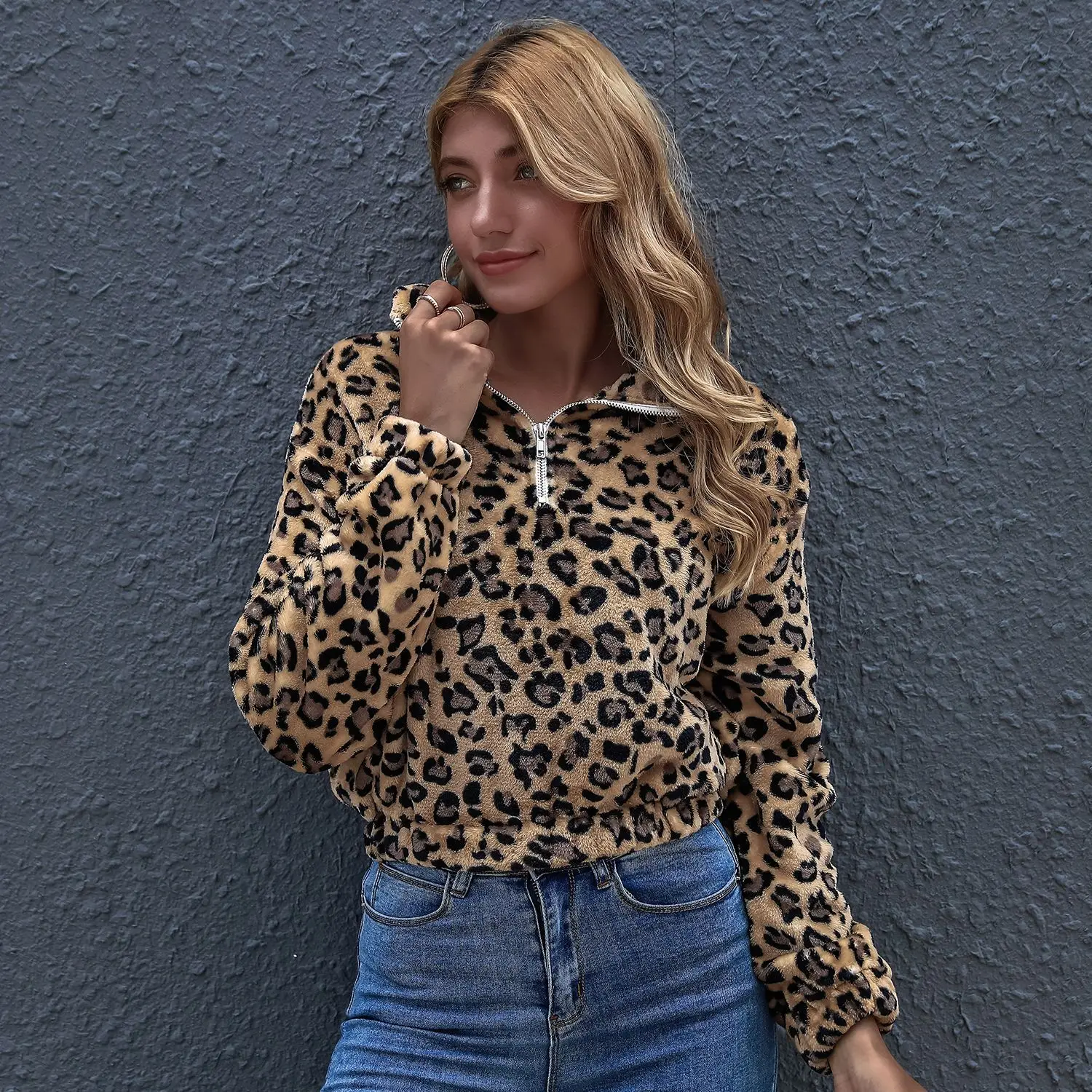 

ZOGAA Coat Womens Autumn Winter Loose Female Sweatshirt Casual Elegnt Leopard Print Long Sleeve Pullovers Trendy Streetwear Chic