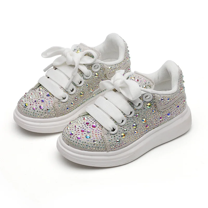 

Girls' Shoes Spring 2021 New Children's Bright Diamond Sports Shoes Big Children's Fashion Casual Shoes Girls Nom-silp Sneakers