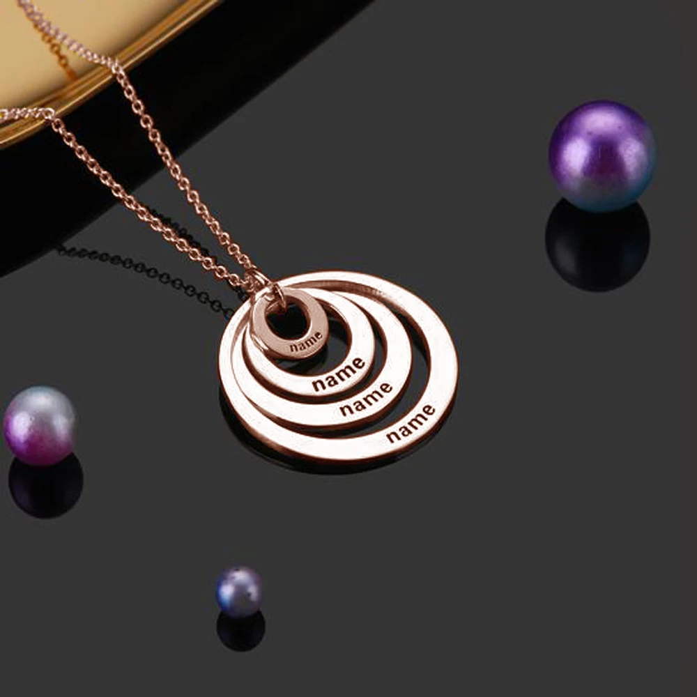 

Fils Personality Custom Name Necklace Circle Stainless Steel Pendant Neck Chain For Women Family Tree Necklace Fashion Jewelry