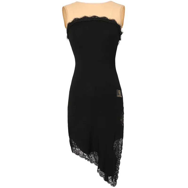 

High Quality Latin Dance Dress Women Sexy Sleeveless Lace Split Dresses Practice Clothes Female Ballroom Dance Clothing DWY3577