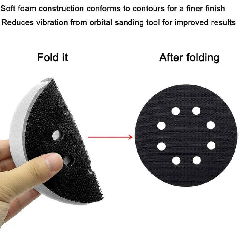 

2PCS 5 Inch(125Mm) 8-Hole Soft Sponge Interface Pad for Sanding Pads and Hook and Loop Sanding Discs for Uneven Surface Polishin