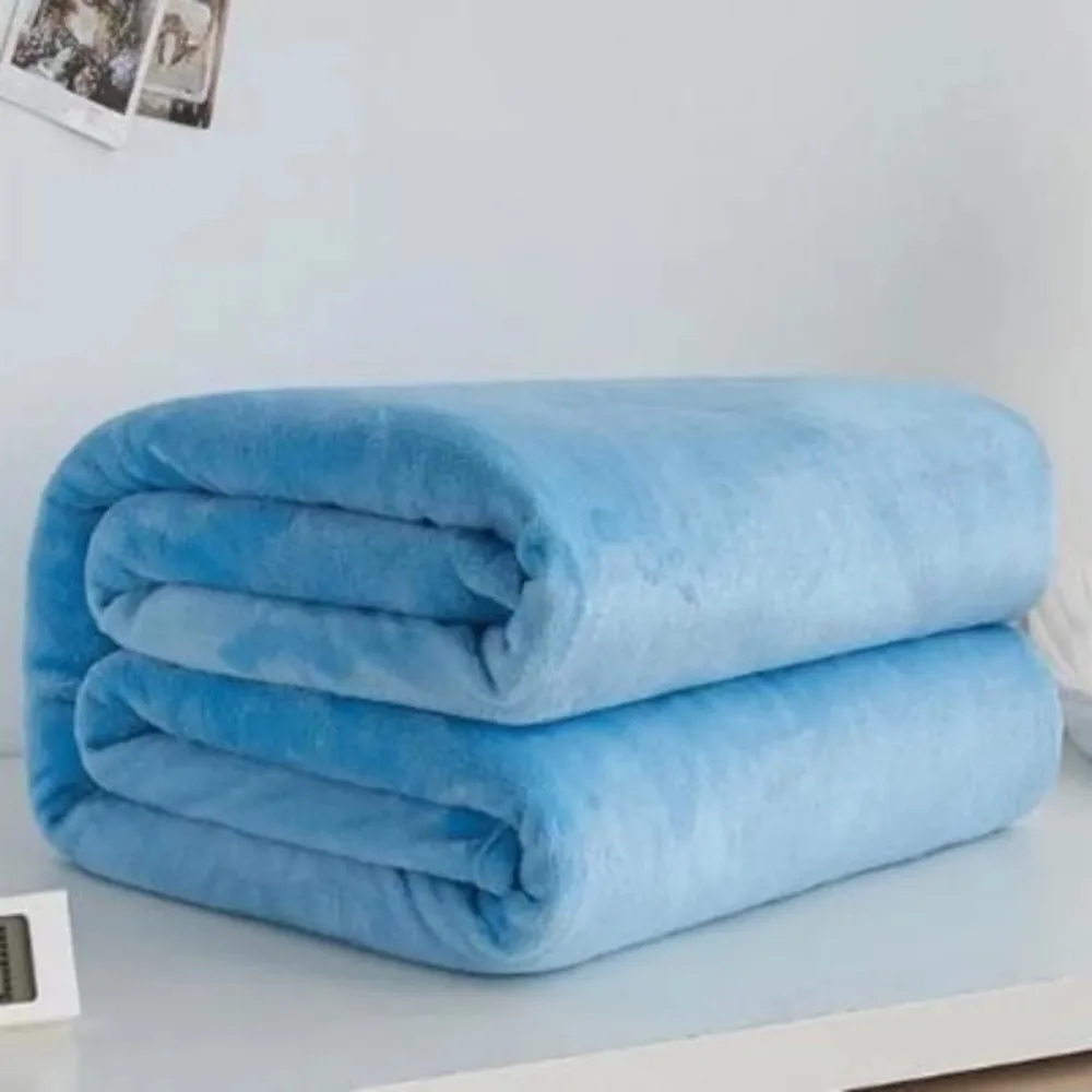 Летнее однотонное синее розовое одеяло мягкое теплое из кораллового флиса