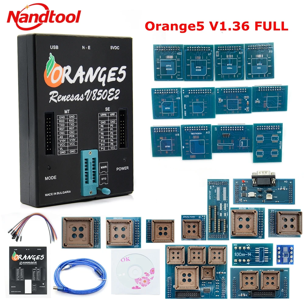 OEM Orange5 V1.36/V1.34 PLUS программирующее устройство с полным адаптером Packet Hardware +