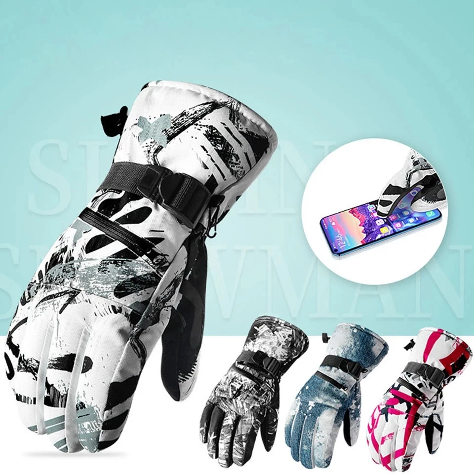 

Профессиональные лыжные перчатки с сенсорным экраном, флисовые зимние теплые перчатки для сноуборда, Сверхлегкие Водонепроницаемые мотоц...