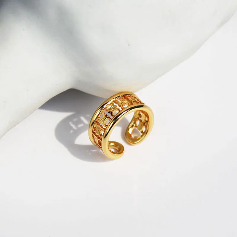 

FMILY Chinese Style 925 Sterling Silver Creative Triumphal Arch Ring Retro Fashion Geometric Hollow Jewelry for Girlfriend Gifts