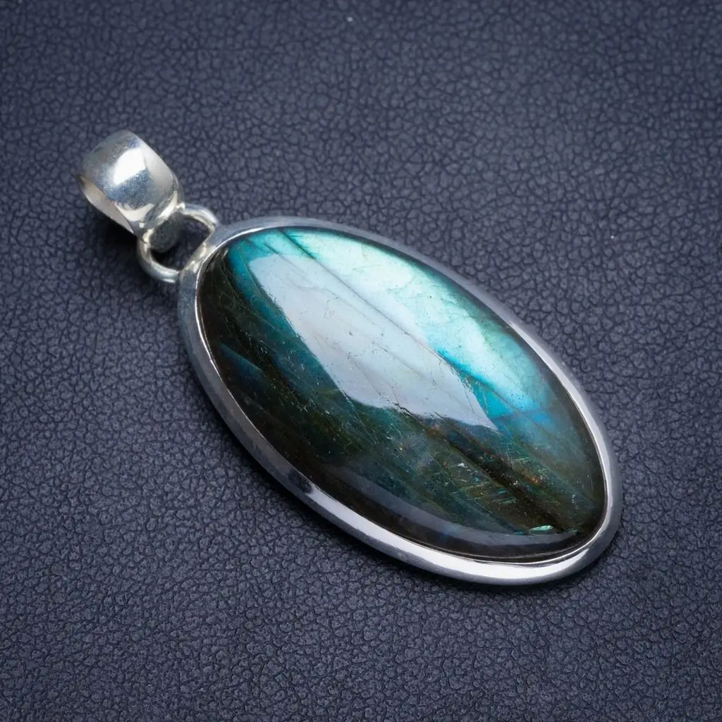 Кулон Лабрадорит из натурального серебра 1 75 дюйма ручной работы уникальный с