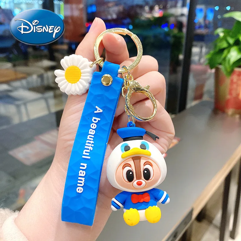 

Disney Mickey Mouse Minnie Lilo & Stitch Couple Cartoon Pvc School Bag Pendant Pendant Chain Ring Car Keychain