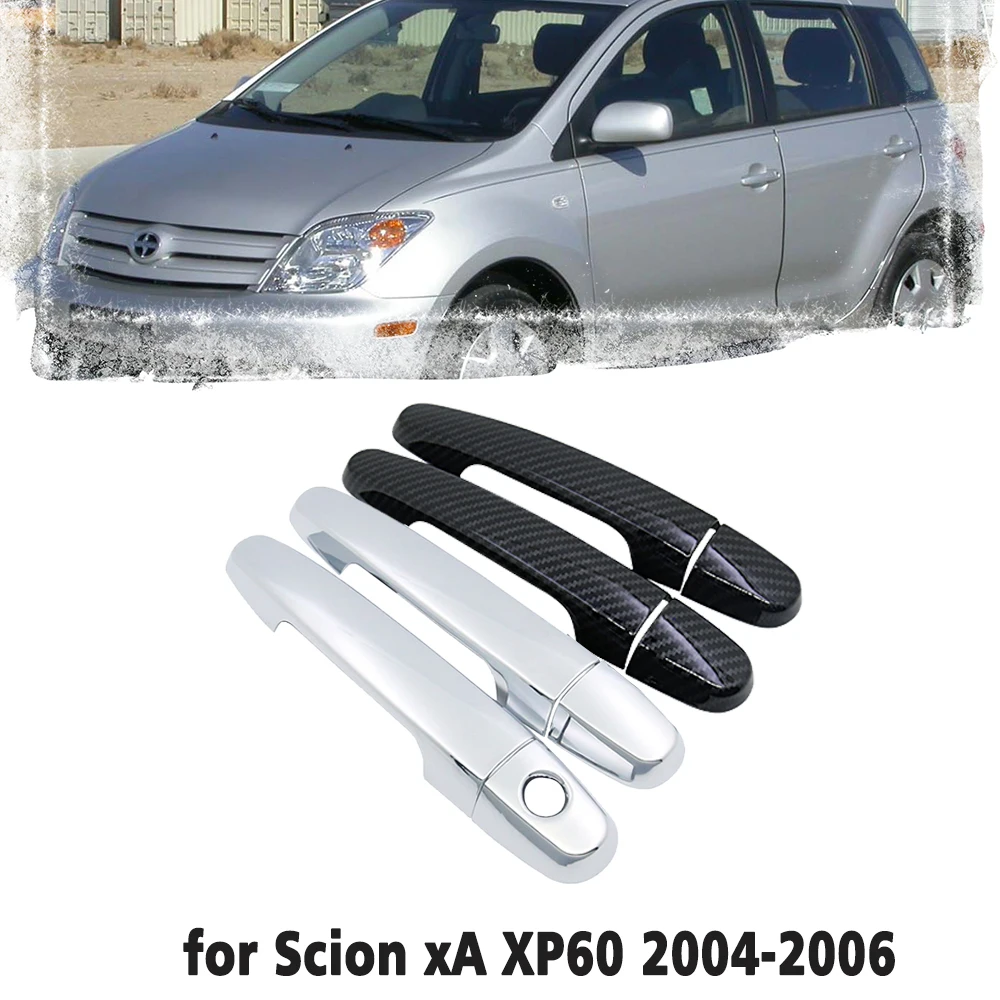 Luxurious Carbon Fiber Car handles Or Chrome Gloss Door handles Cover Trim Set for Scion xA XP60 2004 2005 2006 Car accessories