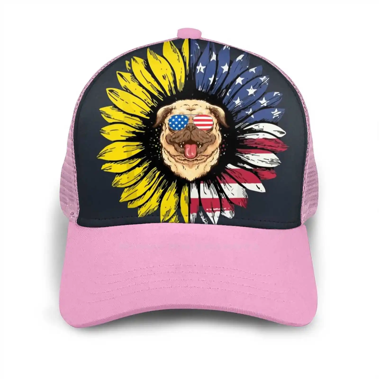 

American Pug Flat Cap Curved Hat Mesh Cap Pug Cute Dog Puppy Funny Dogs Pugs Adorable Animal Animals Pet Pets Pup Dog Lover