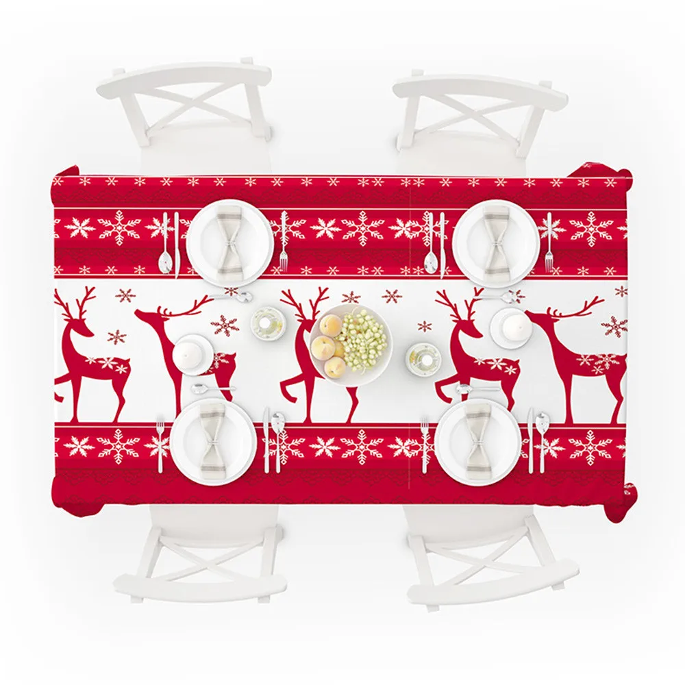 Рождественская скатерть Рождественский олень снежинка покрытие стола
