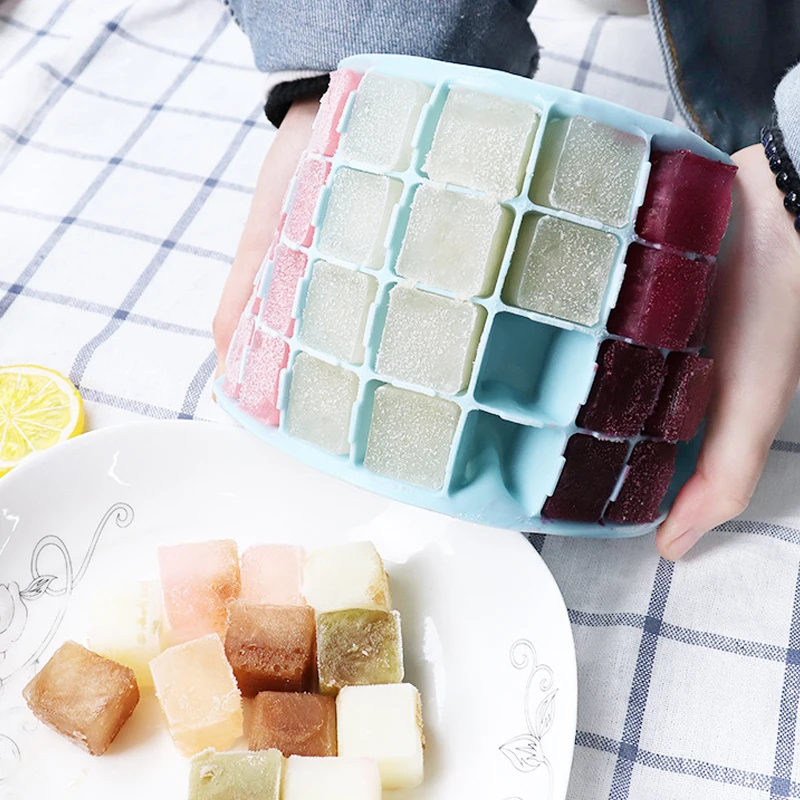 

24 Grids Kitchen Tool Silicone Ice Cream Mould With Lid Eco-Friendly Cavity Tray Ice Cubes Small Fruit Mold Ice Maker For Making