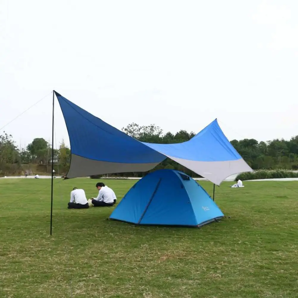 

190T Waterproof Coating Tarp Outdoor Camping Sunshade Tent Awning UV Protection Sun Shelter Garden Beach Tent Canopy No Poles