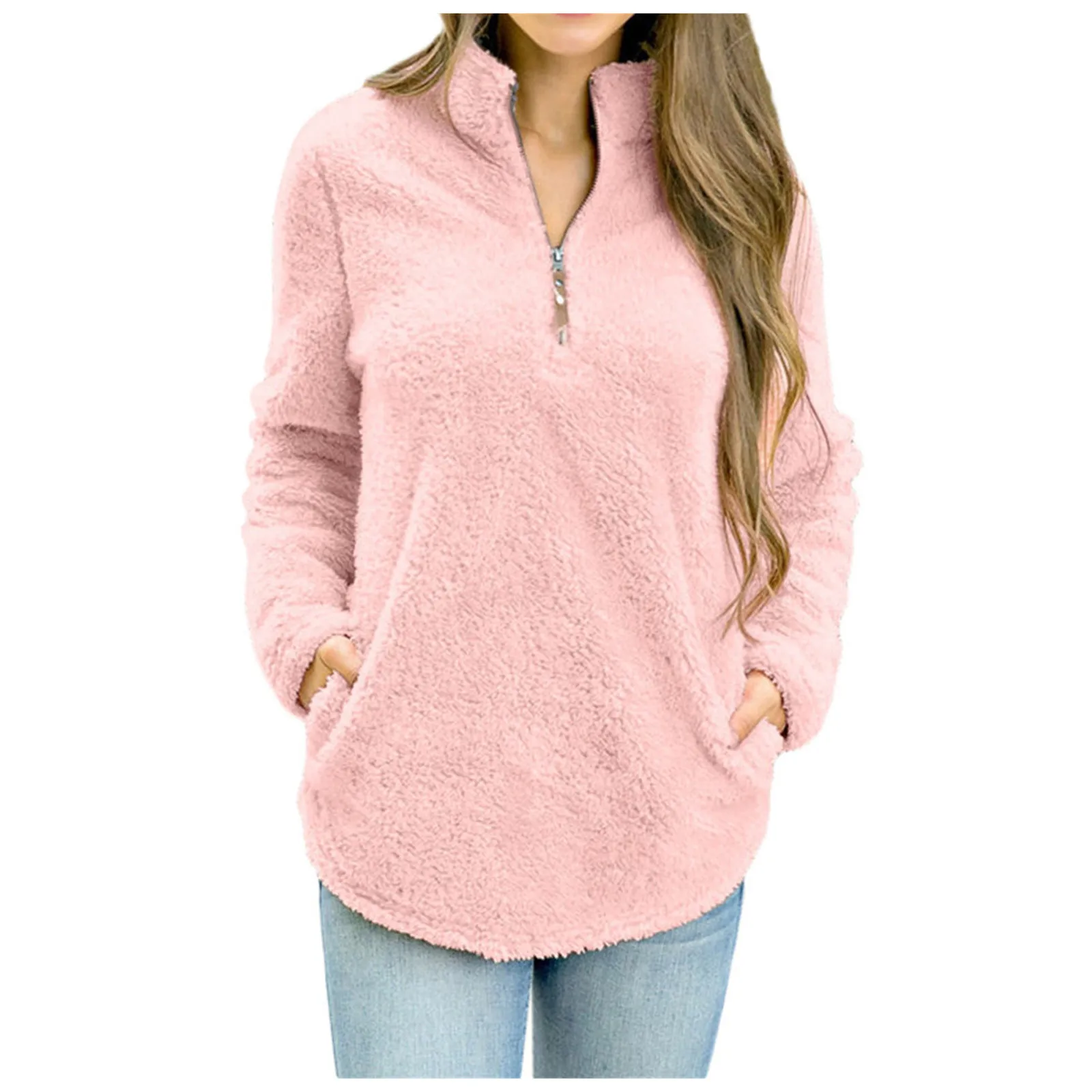 

Женская толстовка, зимнее теплое пальто из искусственной шерсти, хлопковое пальто на молнии с карманами, верхняя одежда, толстовка с капюшо...