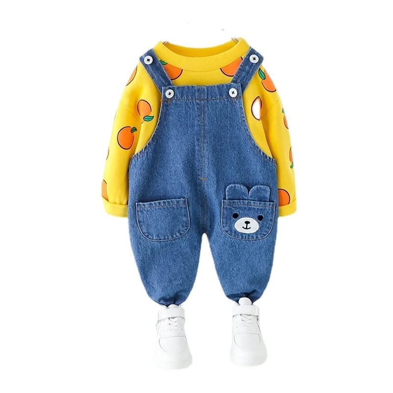 

Spring Autumn Baby Clothes Suit Children Boys Girls Printed T Shirt Overalls 2Pcs/sets Toddler Casual Clothing Kids Tracksuits