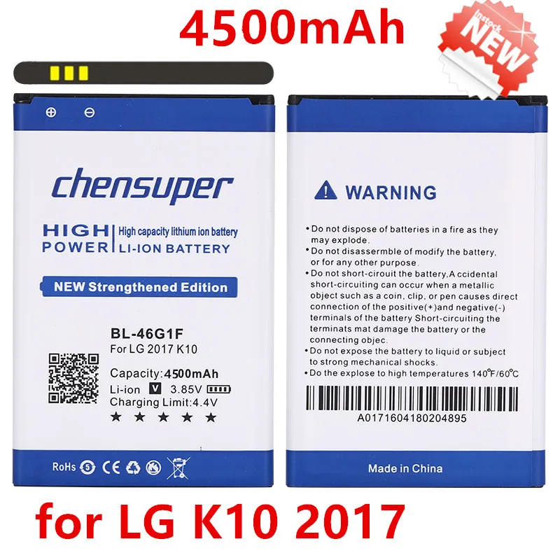 

100% Original chensuper 4500mAh BL-46G1F Battery for LG K10 2017 Version K20 Plus TP260 K425 K428 K430H m250 Battery