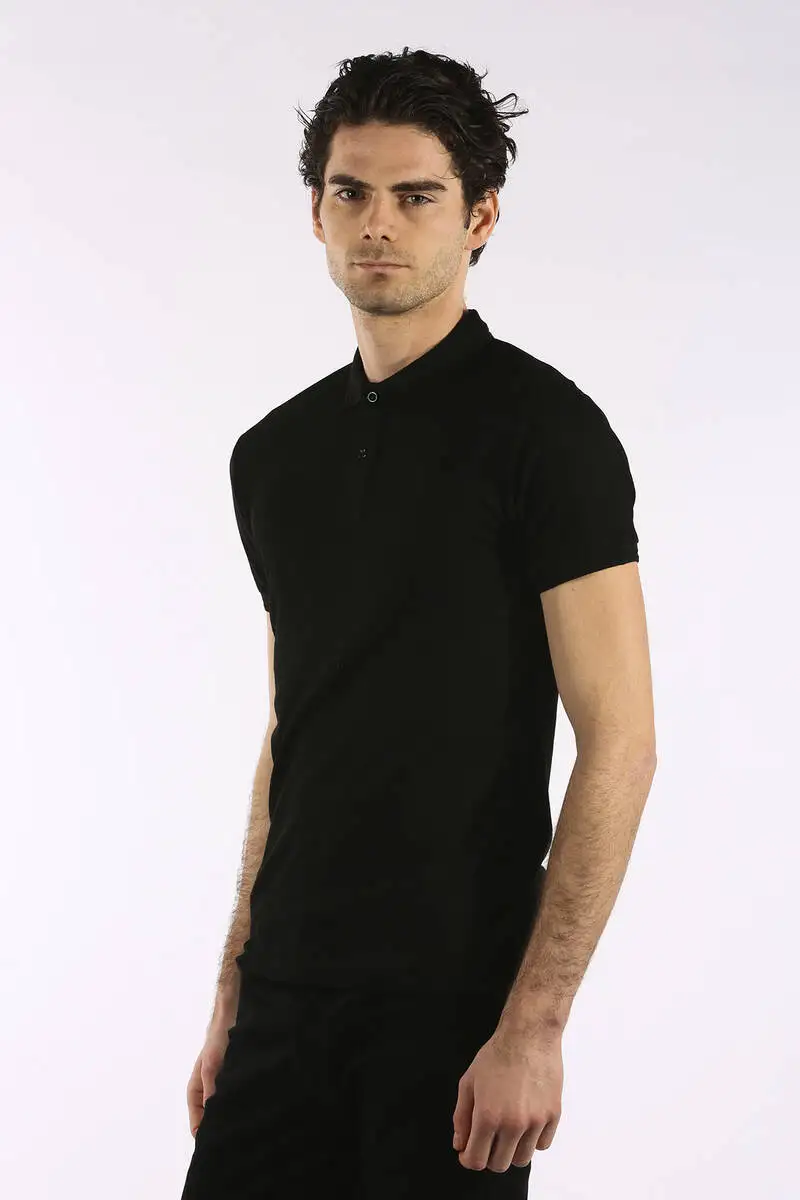 

Mens Black Straight Polo Neck T-shirt