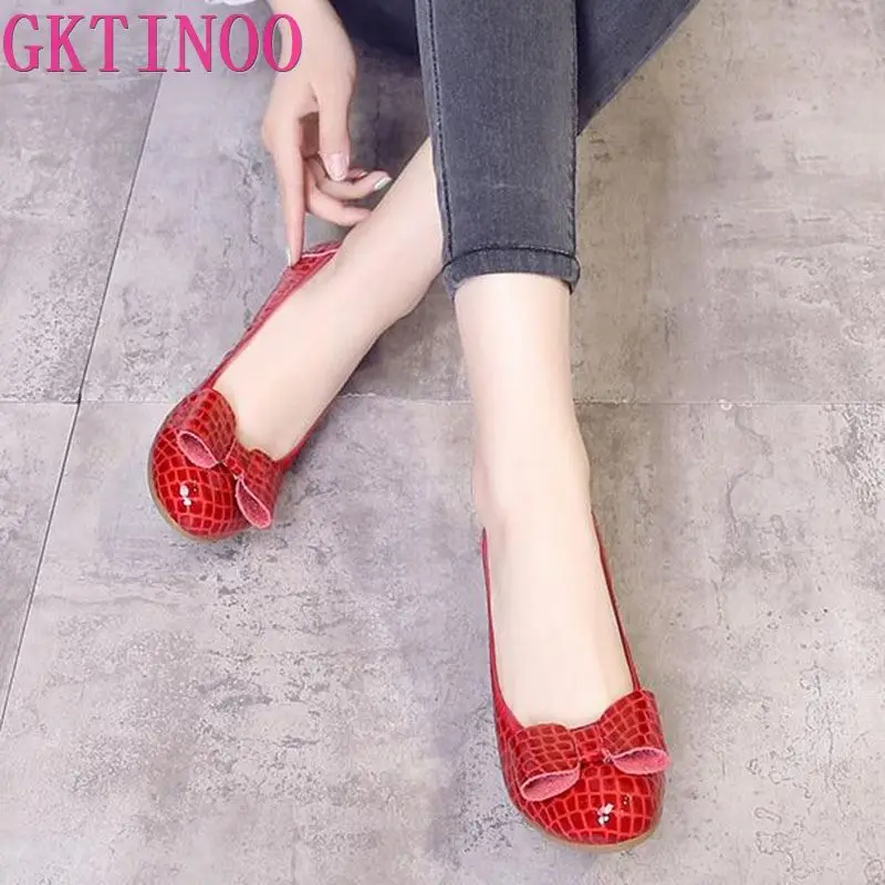 Женские туфли-лодочки ручной работы GKTINOO винтажные туфли из натуральной кожи на